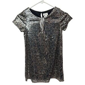 Emily West Sequin Dress Leopard Print Sparkly Party Girls Size 8